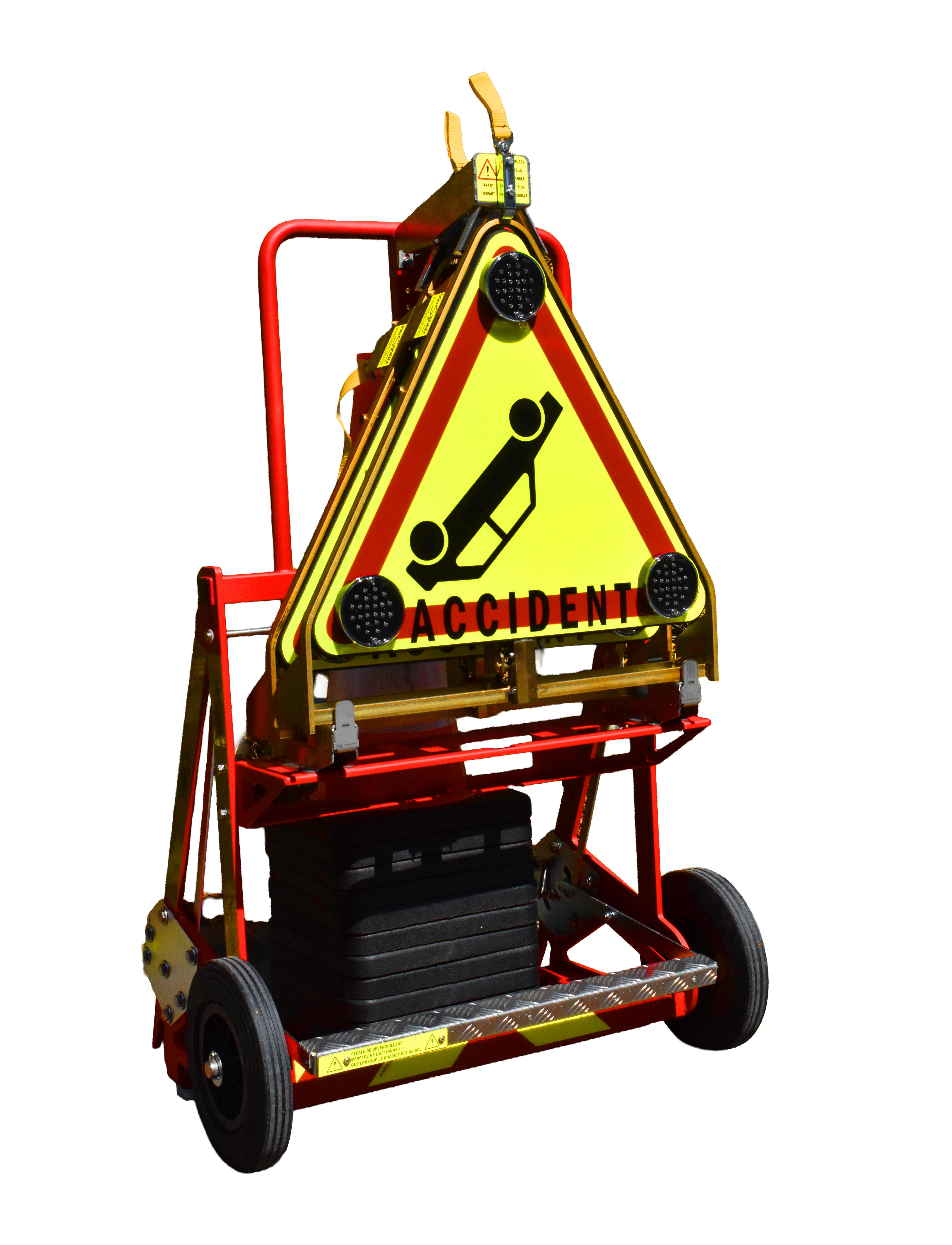 Emergency beaconing cart with reel support and standardized forks